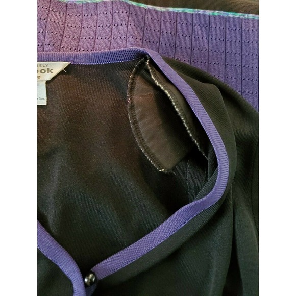 LAST CHANCE Vtg MISOOK Color Block Black Button Cardigan L - Picture 8 of 10